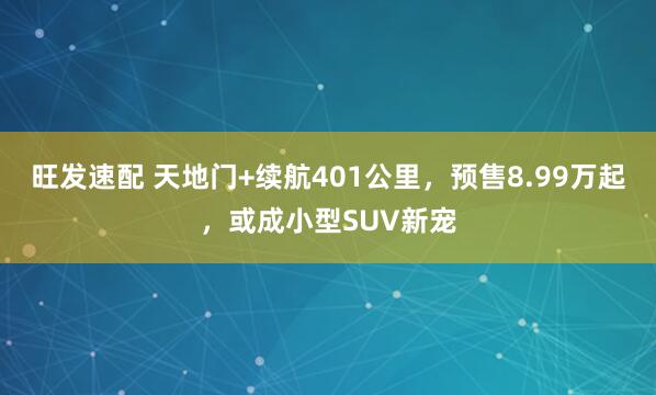 旺发速配 天地门+续航401公里，预售8.99万起，或成小型SUV新宠